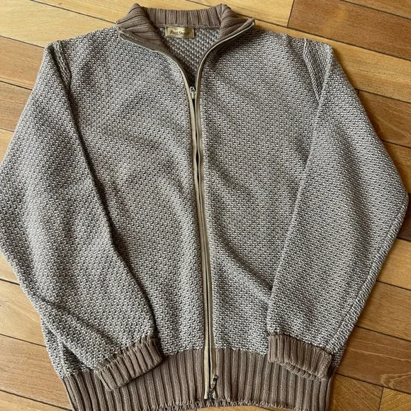 Paul Stuart Made in Italy Full-Zip Textured Cotton Sweater – Size S